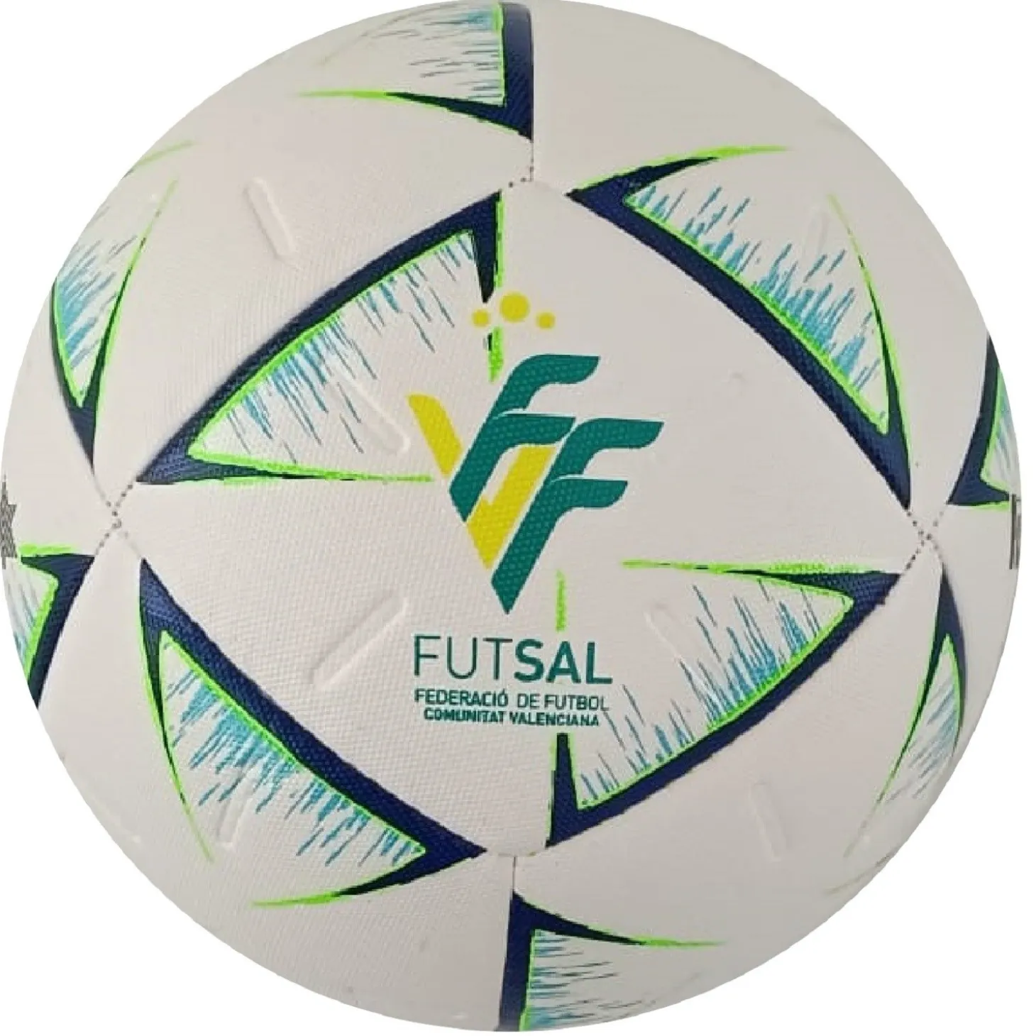 Balón Fútbol Sala Luanvi Oficial FFCV Blanco/Azul/Verde T-62