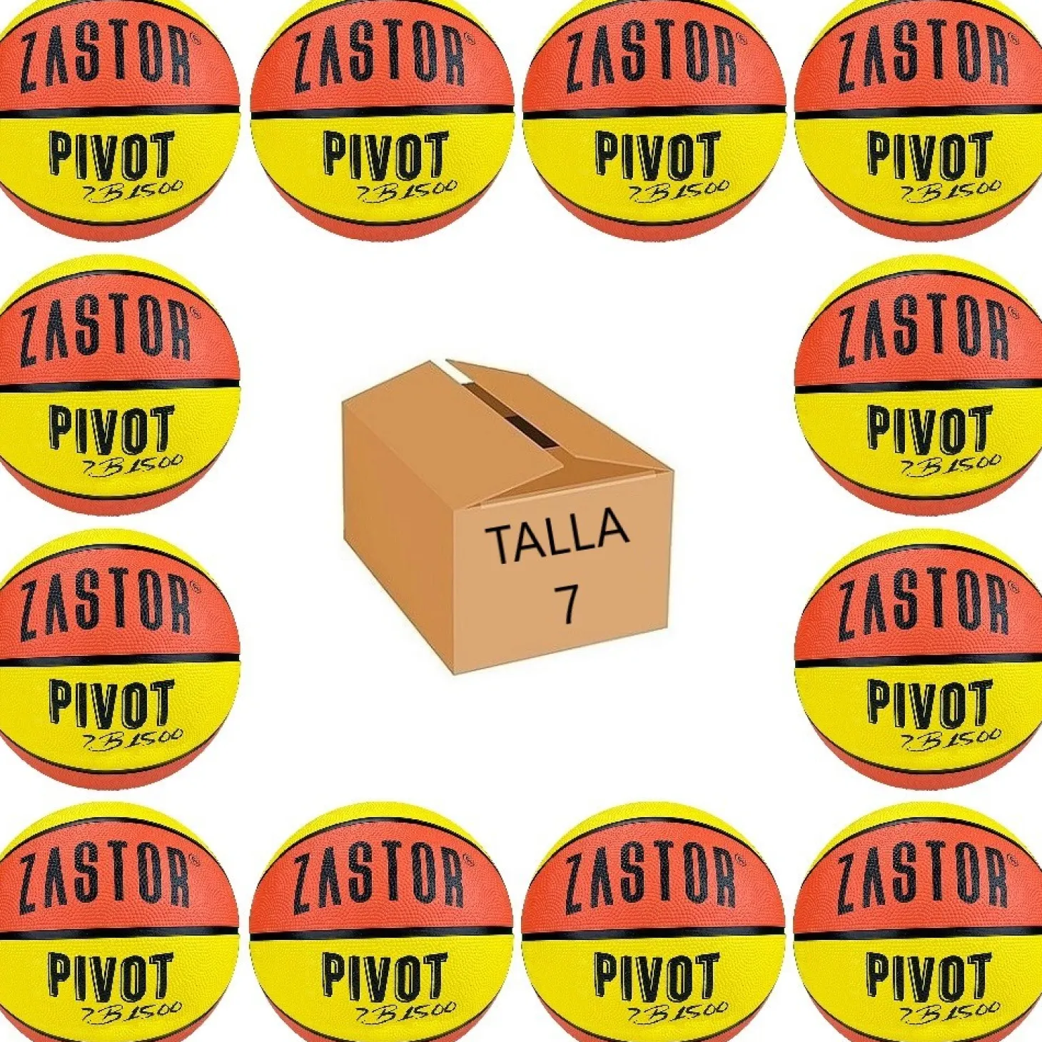 Pack 12 Balones Baloncesto Zastor Pivot 7B1500 T-7