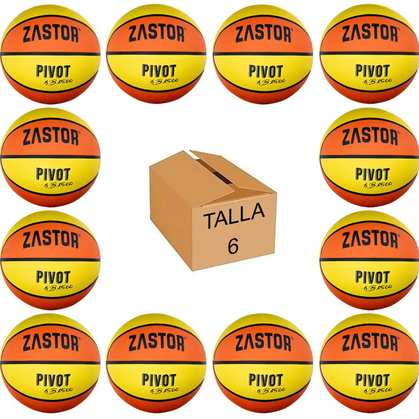 Pack 12 Balones Baloncesto Zastor Pivot 6B1500 T-6