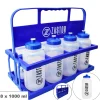 Pack 8 Botellas 1 Litro con Portabotellas Plegable Azul