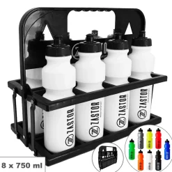 Pack 8 Botellas 750 ml con Portabotellas Plegable Negro