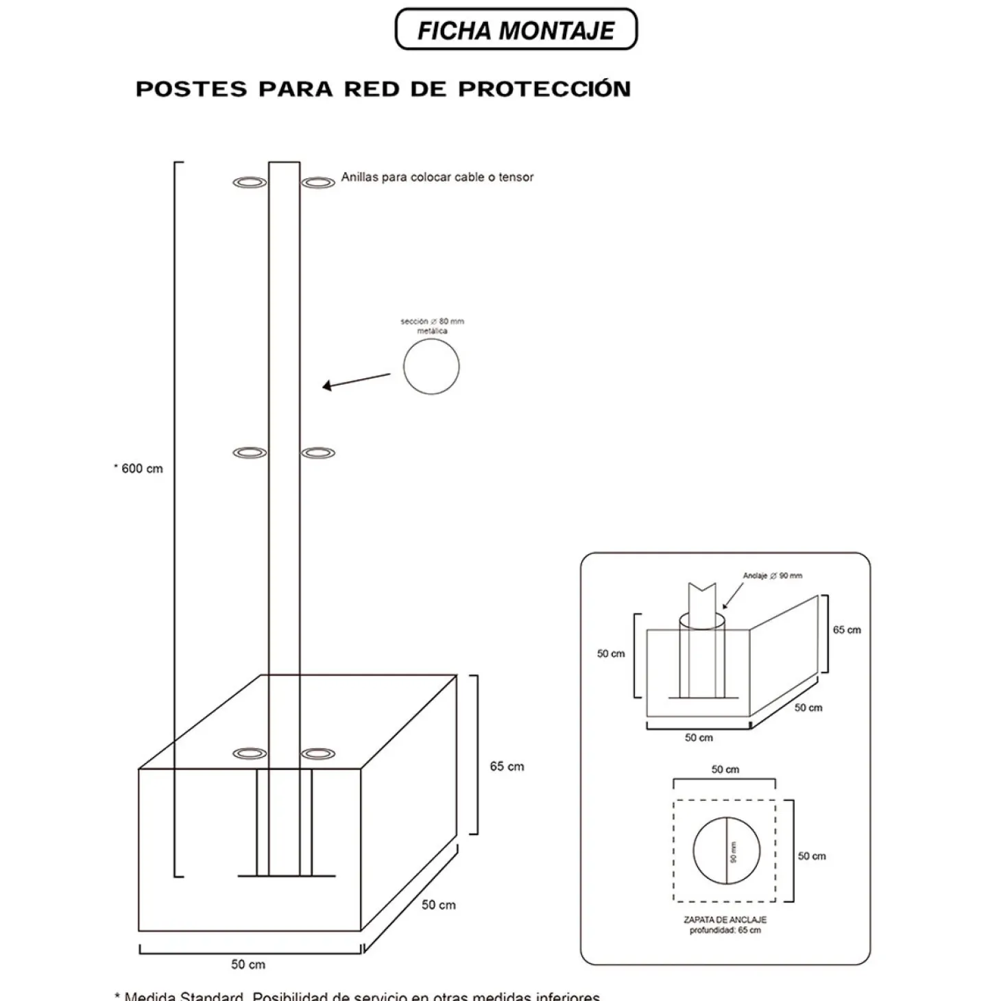 Poste Para Red Perimetral 6 m Galvanizado