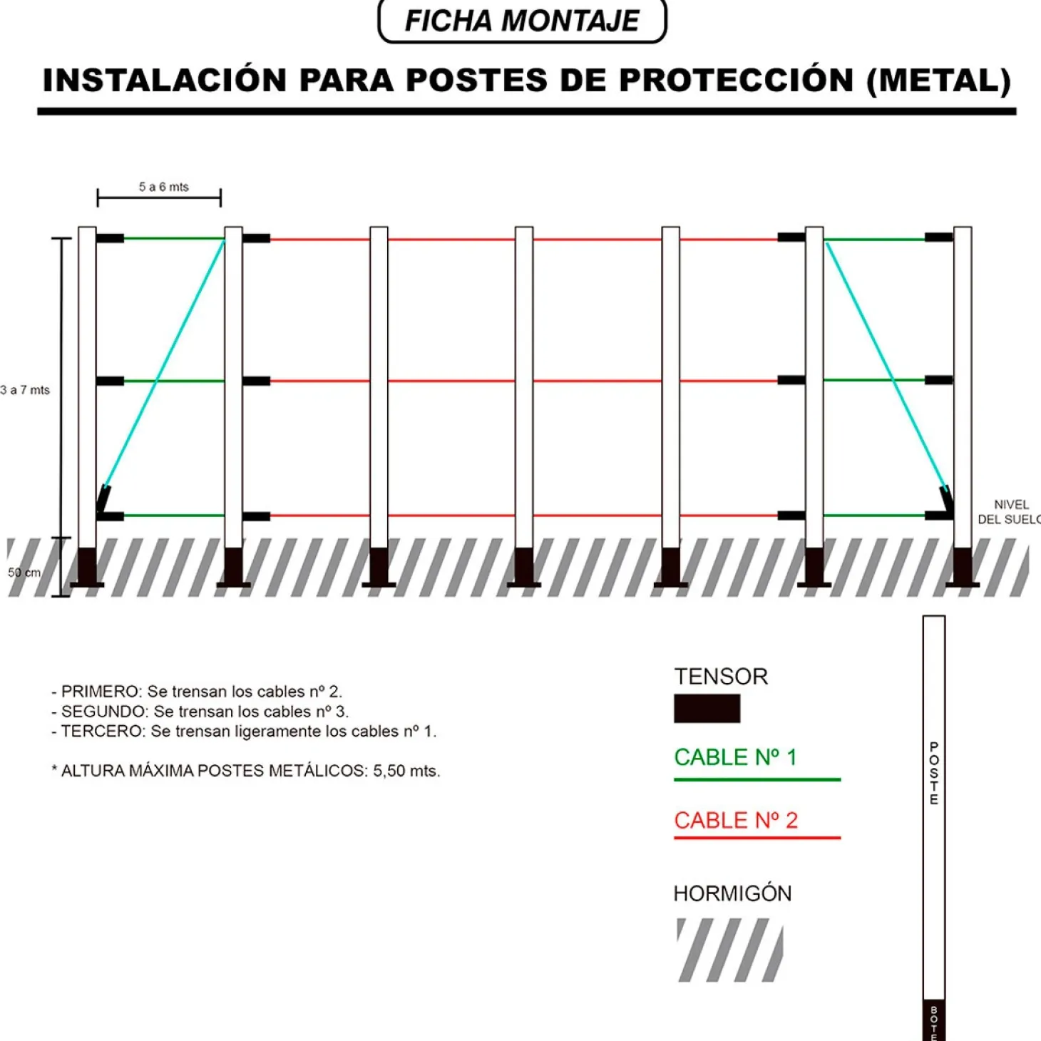 Poste Para Red Perimetral 6 m Galvanizado