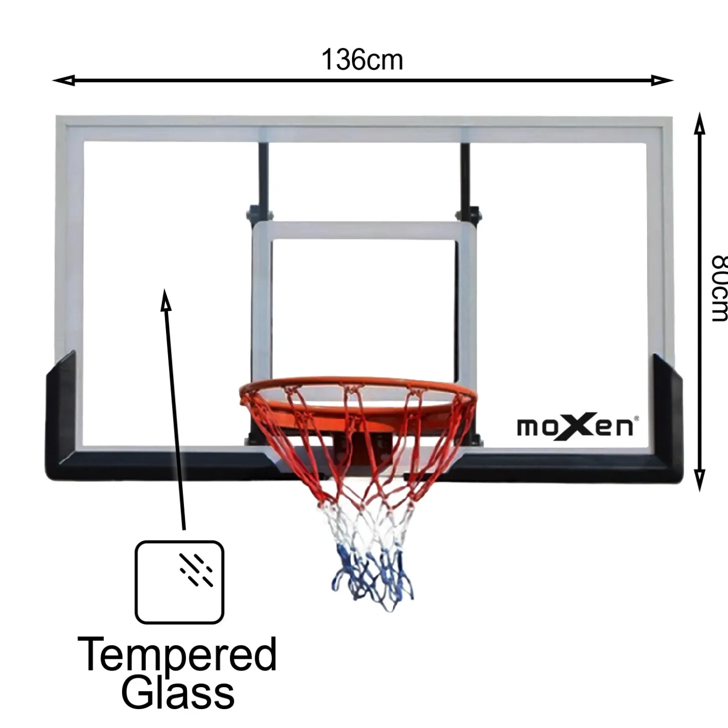 Set Tablero Baloncesto Moxen Jumper Glass 136x80cm